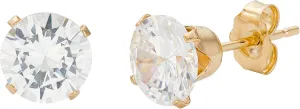 MAZZERI Solid 14k Yellow Gold & Cubic Zirconia Stud Earrings for Women & Men, Hypoallergenic Solitaire Butterfly Pushback Studs for Pierced Ears