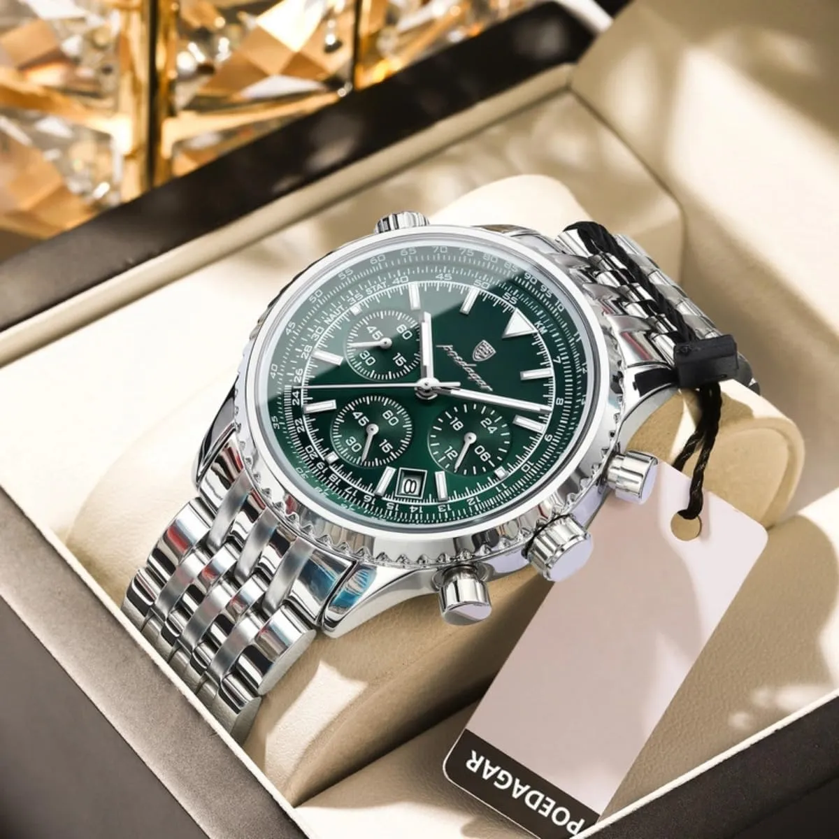 Men Fashion Big Dial Military Quartz Watch Waterproof Luminous Date Chronograph Man's Luxury Quartz Watches Sport Stainless Steel Wristwatches