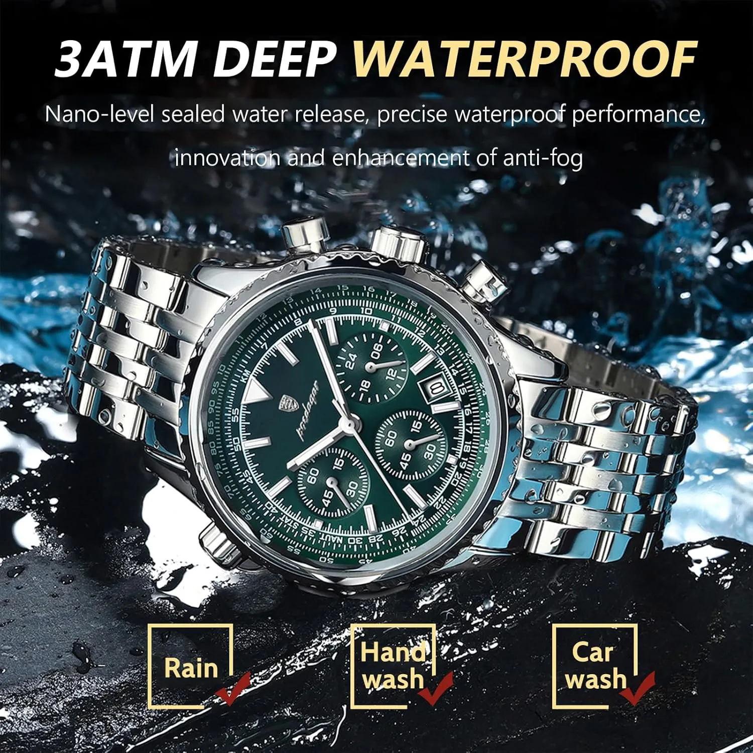 Men Fashion Big Dial Military Quartz Watch Waterproof Luminous Date Chronograph Man's Luxury Quartz Watches Sport Stainless Steel Wristwatches