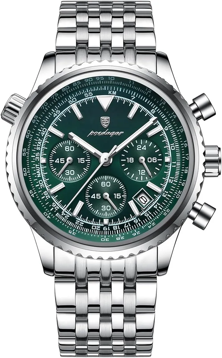 Men Fashion Big Dial Military Quartz Watch Waterproof Luminous Date Chronograph Man's Luxury Quartz Watches Sport Stainless Steel Wristwatches