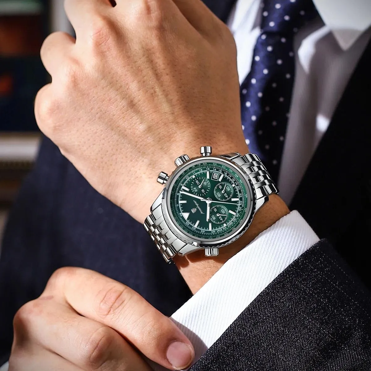 Men Fashion Big Dial Military Quartz Watch Waterproof Luminous Date Chronograph Man's Luxury Quartz Watches Sport Stainless Steel Wristwatches
