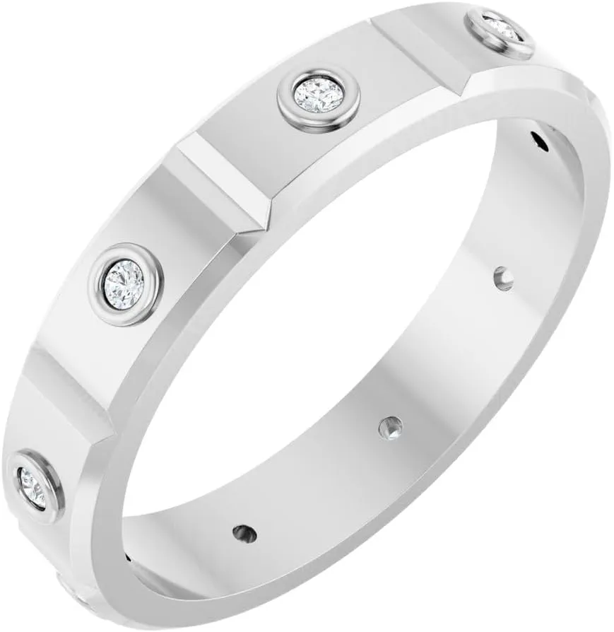 Mens Platinum Diamond Band Ring Fine Jewelry For Men Gifts For Him (1/10 cttw), Size 9