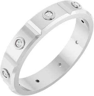 Mens Platinum Diamond Band Ring Fine Jewelry For Men Gifts For Him (1/10 cttw), Size 9