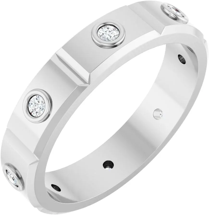 Mens Platinum Diamond Band Ring Fine Jewelry For Men Gifts For Him (1/5 cttw), Size 8
