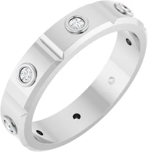 Mens Platinum Diamond Band Ring Fine Jewelry For Men Gifts For Him (1/5 cttw), Size 8