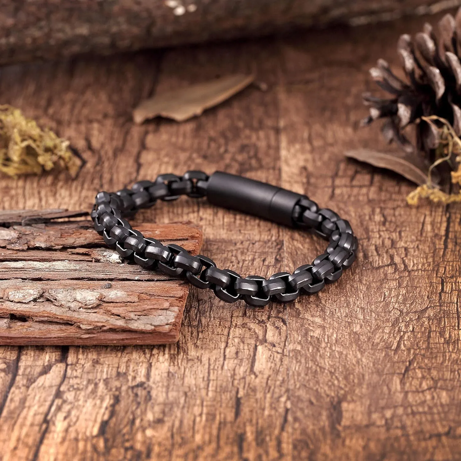 Men's Stainless Steel & Genuine Leather Bracelets  Various Designs in Silver, Black, and Polished Finishes  Rust & Discoloration Resistant  Jewelry Gift or Accessory for Men
