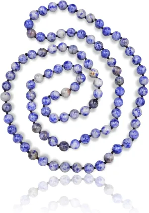 MGR MY GEMS ROCK! 7-8MM 36 Inch Long Matte-Finish Genuine Semi-Precious Stone Endless Infinity Opera Length Hand Beaded Mala Chakra Strand Necklace for Women or Men.