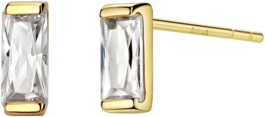 Michooyel 9K/14K Solid Gold Petal Stud Earrings Studs Climber Earrings for Women