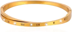 MILAKOO Women's Rhinestone Roman Numerals Bangle Elegant Gold Plated Bracelet with Cubic Zirconia Female Jewelry