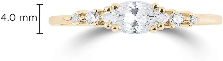 Milla 925 Sterling Silver Rings for Women, CZ Cluster Engagement Ring, 14K Gold Plated Womens Wedding Bands, Stackable, AAAAA Cubic Zirconia, Hypoallergenic, Comfort Fit