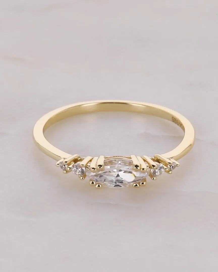 Milla 925 Sterling Silver Rings for Women, CZ Cluster Engagement Ring, 14K Gold Plated Womens Wedding Bands, Stackable, AAAAA Cubic Zirconia, Hypoallergenic, Comfort Fit