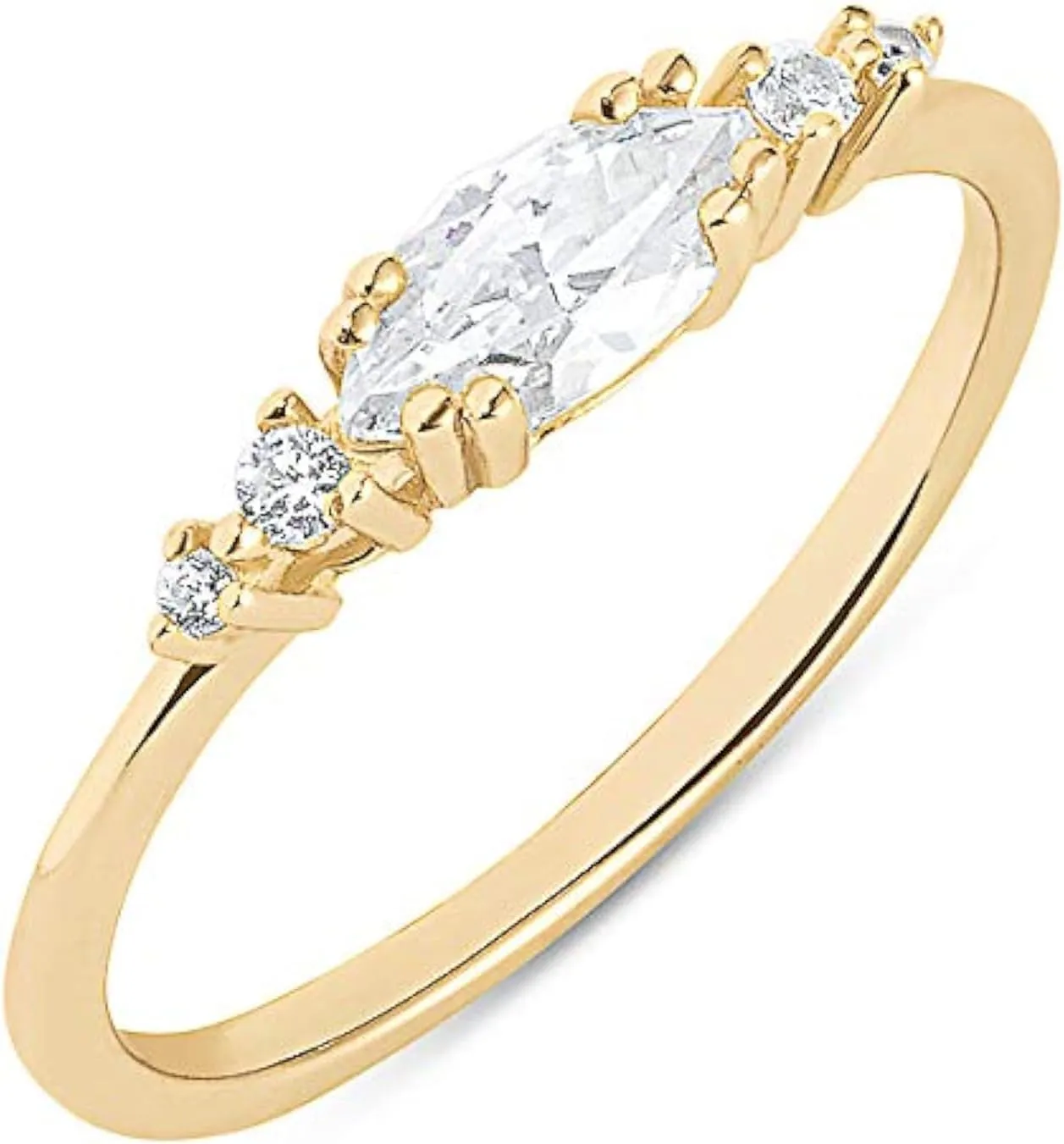 Milla 925 Sterling Silver Rings for Women, CZ Cluster Engagement Ring, 14K Gold Plated Womens Wedding Bands, Stackable, AAAAA Cubic Zirconia, Hypoallergenic, Comfort Fit