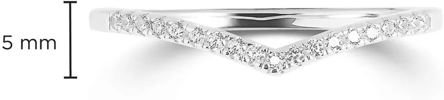 Milla Chevron Rings for Women - 14K Gold Plated Rings and 925 Sterling Silver - Wishbone 'V' Ring with Cubic Zirconia