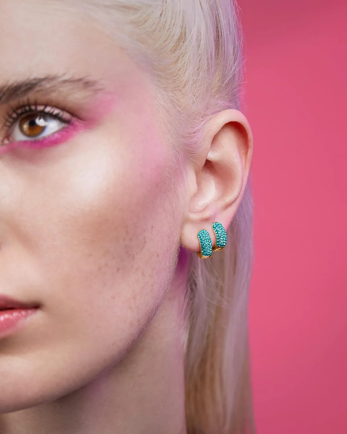 MILLA Neon Colorful Hoop Earrings - Sparkly Red, Cute Pink, Tiny Purple & Royal Blue