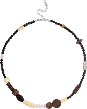 MINACHI Vintage Bohemian Wood Glass Beads Necklace Choker, Unique Jewelry Gift for Women