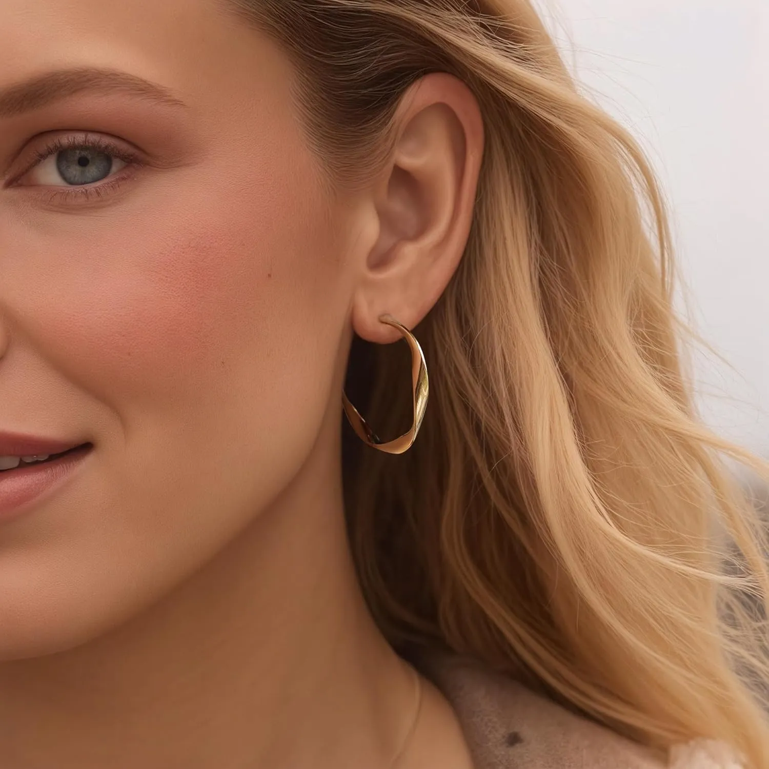 Minimalist Hoop Earrings 14K Gold Plated Lightweight Twisted Small Thick Huggie Hoops Earrings Hypoallergenic Gold Earrings for Women Trendy Hoops Drop Dangle Earrings Studs Jewelry Gifts