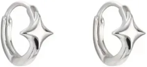 Minimalist Star Hoop Earrings for Women Girls 925 Sterling Silver Tiny Star Small Huggie Hoops 10mm Sleeper Cartilage Earrings Hypoallergenic