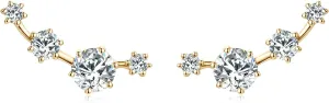 Moissanite Crawler Stud Earrings for Women, 925 Sterling Silver Cuff Wrap Earring D Color Lab Created Moissanite Hypoallergenic Climber Earring for Sensitive Ears Dainty Jewelry Christmas Birthday Gifts