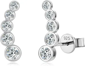 Moissanite Crawler Stud Earrings for Women 925 Sterling Silver D-E Color Moissanite Hypoallergenic Climber Earring for Sensitive Ears Dainty Jewelry Christmas Anniversary Birthday Gifts