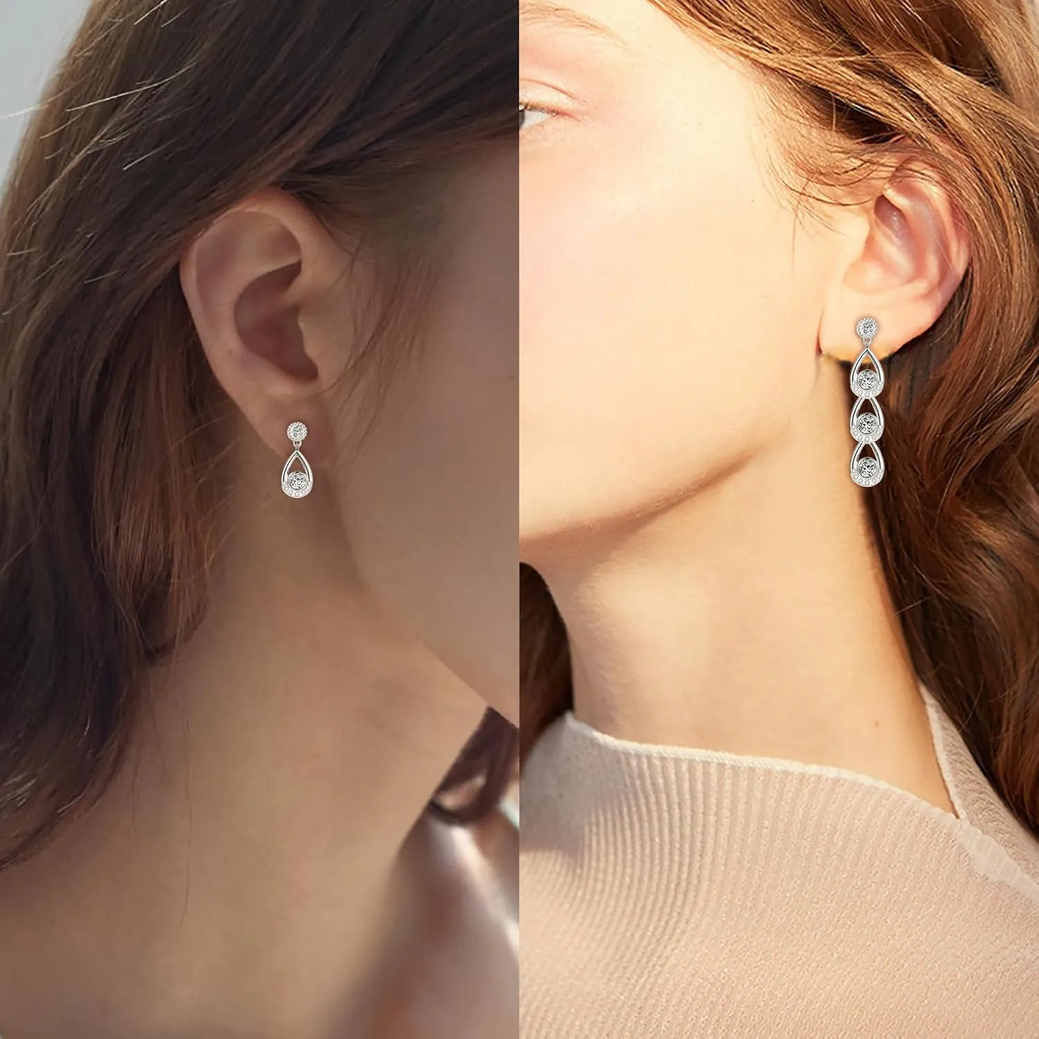 Moissanite Dangle Earrings 0.8-2CT D Color VVS1 Round Cut Lab Simulated Diamond 925 Sterling Silver Tear Drop Earring Gift for Women Wife Her with Certificate