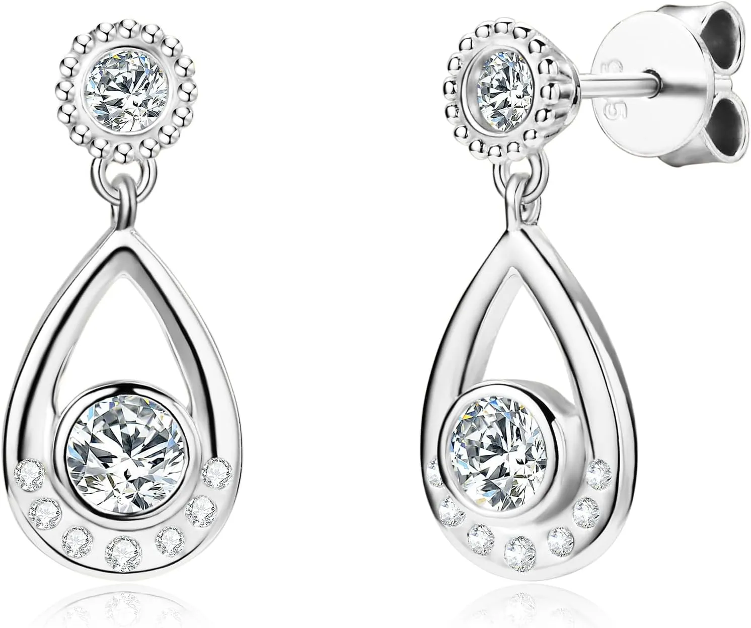 Moissanite Dangle Earrings 0.8-2CT D Color VVS1 Round Cut Lab Simulated Diamond 925 Sterling Silver Tear Drop Earring Gift for Women Wife Her with Certificate