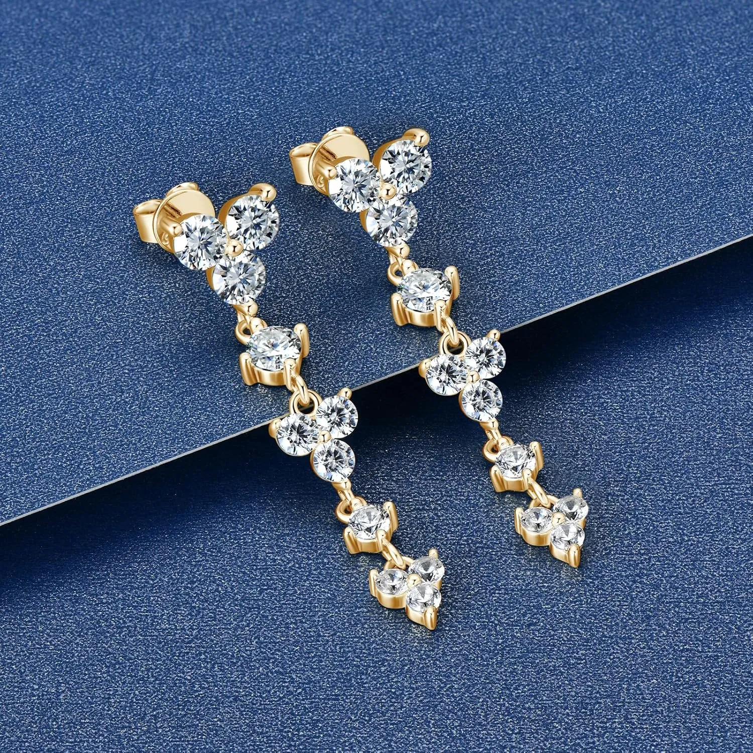 Moissanite Drop Dangle Earrings for Women, 925 Sterling Silver Round Cut Lab Created Imitation-diamond Earring Hypoallergenic Jewelry for Mother's Day Birthday Gifts