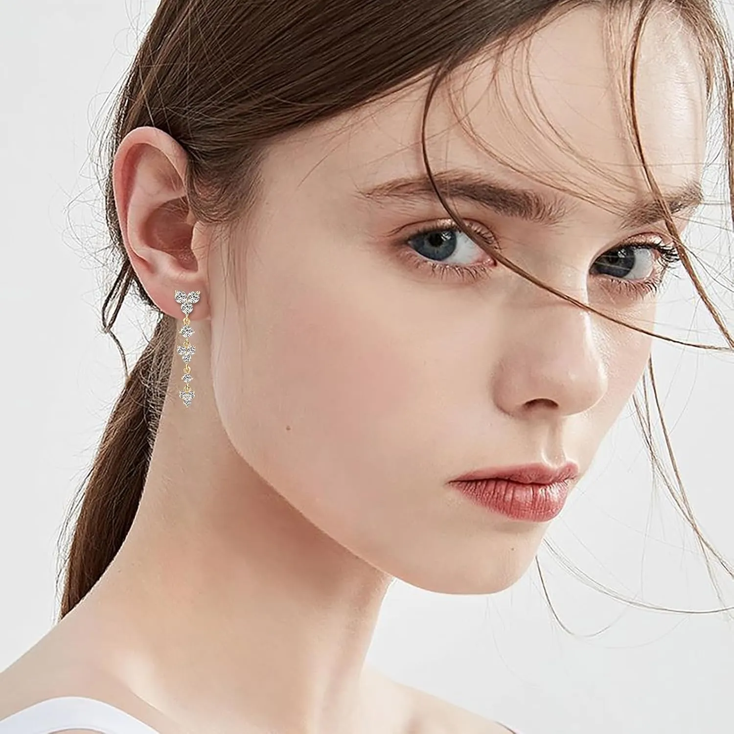 Moissanite Drop Dangle Earrings for Women, 925 Sterling Silver Round Cut Lab Created Imitation-diamond Earring Hypoallergenic Jewelry for Mother's Day Birthday Gifts