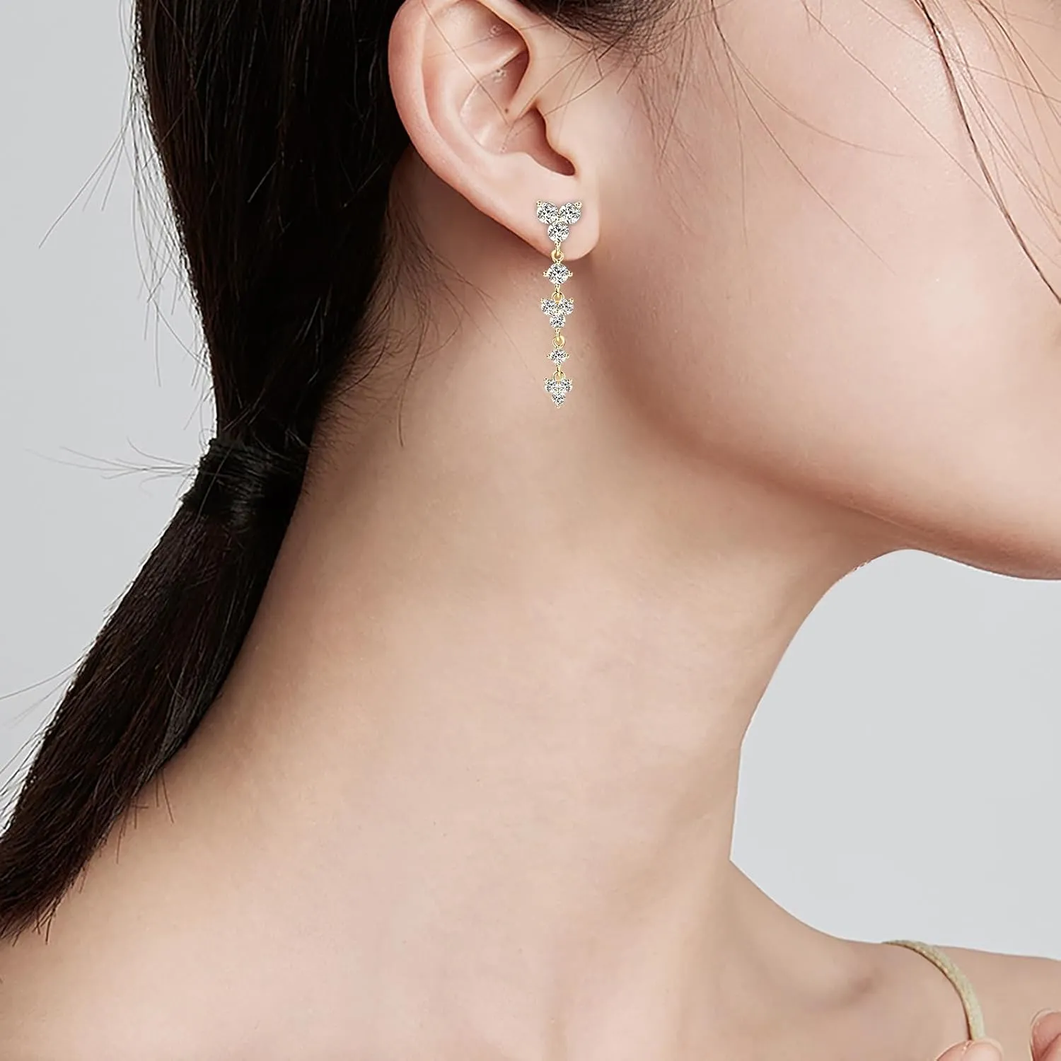 Moissanite Drop Dangle Earrings for Women, 925 Sterling Silver Round Cut Lab Created Imitation-diamond Earring Hypoallergenic Jewelry for Mother's Day Birthday Gifts