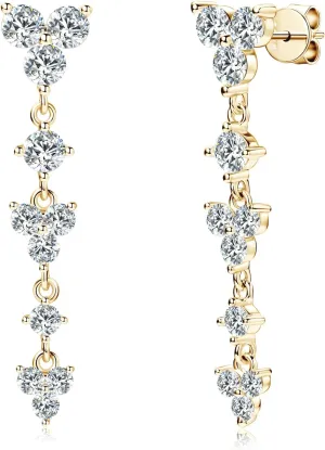 Moissanite Drop Dangle Earrings for Women, 925 Sterling Silver Round Cut Lab Created Imitation-diamond Earring Hypoallergenic Jewelry for Mother's Day Birthday Gifts