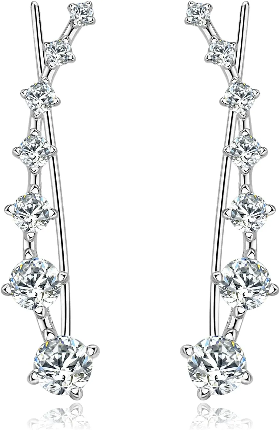 Moissanite Earring for Women 7 Moissanite Ear Cuffs Crawler Earring 925 Sterling Silver Hypoallergenic Climber Earrings Jewelry Gifts