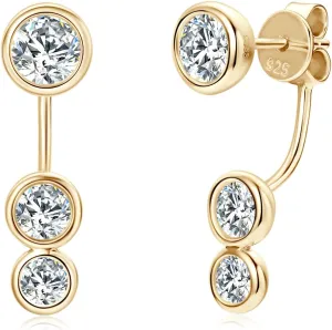 Moissanite Earrings for Women 925 Sterling Silver 0.96CT-2CT Moissanite Detachable Ear Jackets Two Wearable Stud Earrings Hypoallergenic Jewelry Gifts
