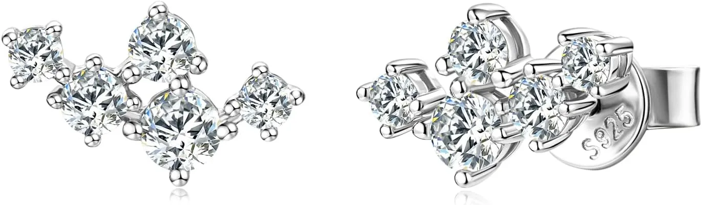Moissanite Earrings for Women D Color VVS1 Clarity Lab Created Imitation- diamond Stud Earrings S925 Sterling Silver Jewelry
