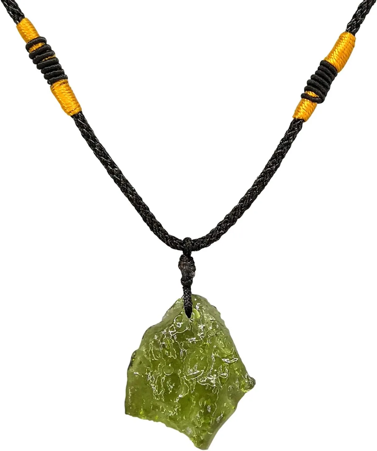 Moldavite Crystal Necklace for Men Women, Handmade Irregular Stone Pendant Crystal Energy Stone