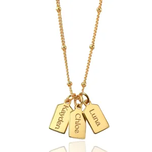 Mom Necklace with Kids Names, Tag Name Necklace, Christmas Jewelry Gift for Mom, Name Jewelry, 925 Sterling Silver 18k Gold Rose Plated
