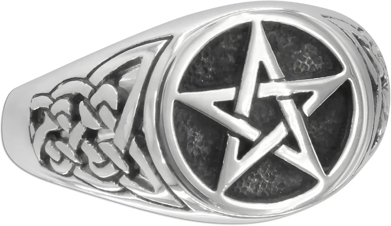 Moonlight Mysteries Celtic Pentacle Ring - Pure .925 Sterling Silver Triquetra Pentagram Ring (Sizes 4-15)