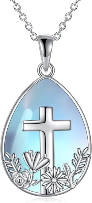 Moonstone Tree of Life Necklace S925 Sterling Sliver Cat/Wolf/Owl/Fox/Newt/Hummingbird/Angel Moonstone Pendant Necklace Jewelry for Women Girls