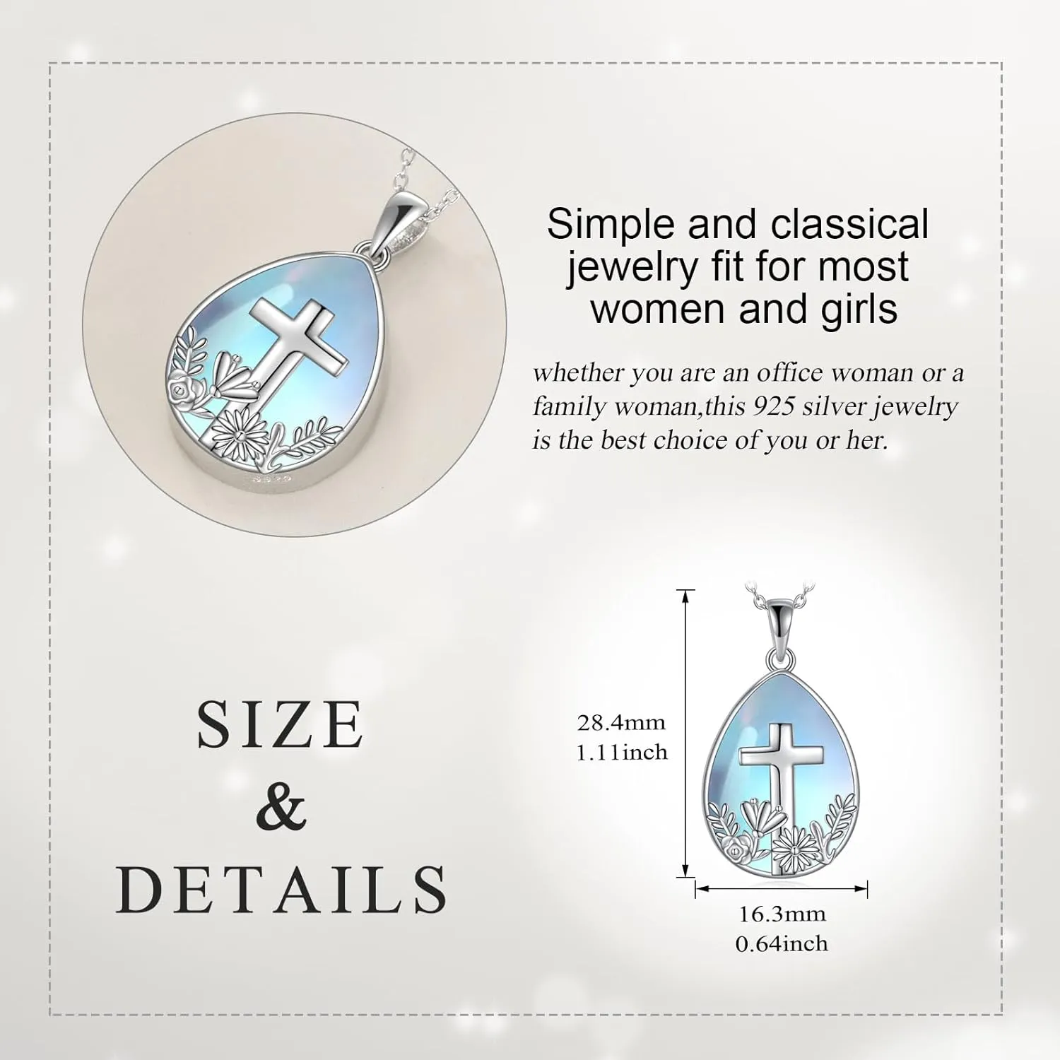 Moonstone Tree of Life Necklace S925 Sterling Sliver Cat/Wolf/Owl/Fox/Newt/Hummingbird/Angel Moonstone Pendant Necklace Jewelry for Women Girls