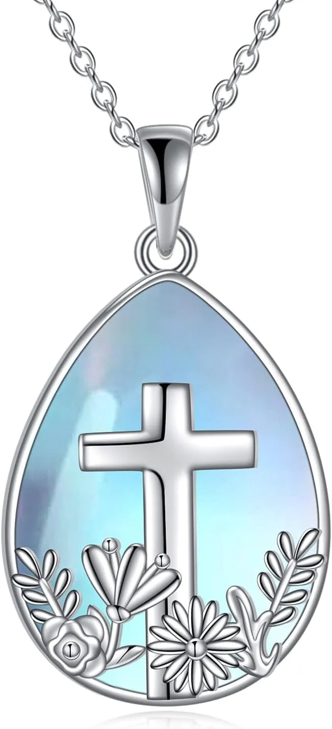 Moonstone Tree of Life Necklace S925 Sterling Sliver Cat/Wolf/Owl/Fox/Newt/Hummingbird/Angel Moonstone Pendant Necklace Jewelry for Women Girls