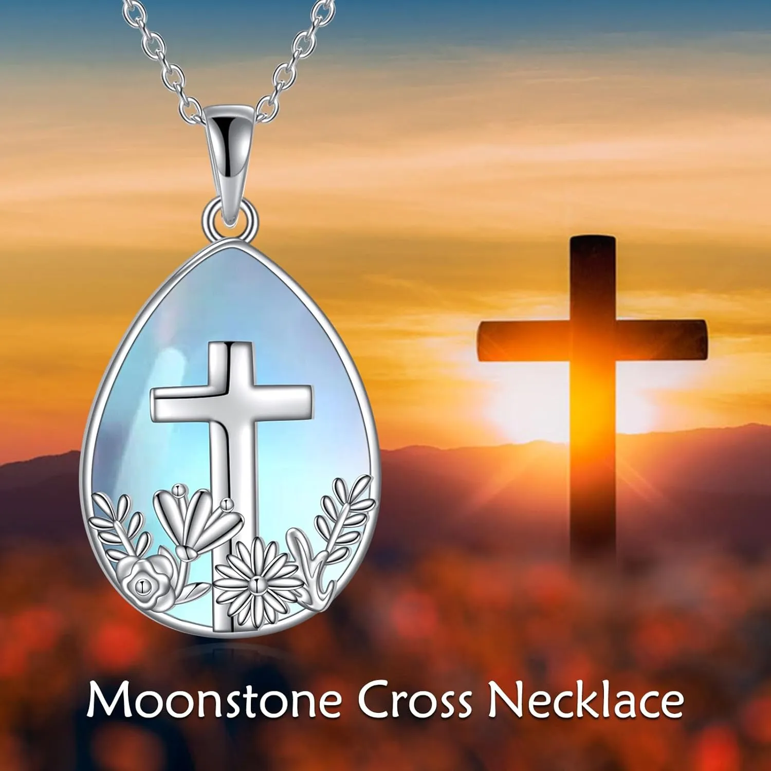 Moonstone Tree of Life Necklace S925 Sterling Sliver Cat/Wolf/Owl/Fox/Newt/Hummingbird/Angel Moonstone Pendant Necklace Jewelry for Women Girls