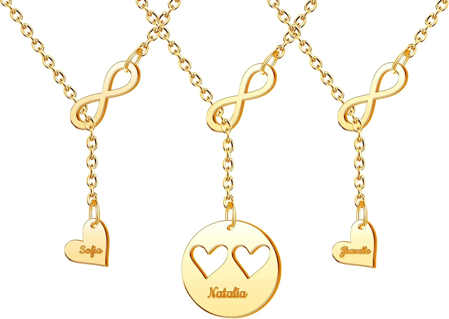 Mother Daughter Necklace Custom Name Necklace Gold Name Plated Heart Cutout Necklaces with Personalized Names