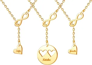 Mother Daughter Necklace Custom Name Necklace Gold Name Plated Heart Cutout Necklaces with Personalized Names