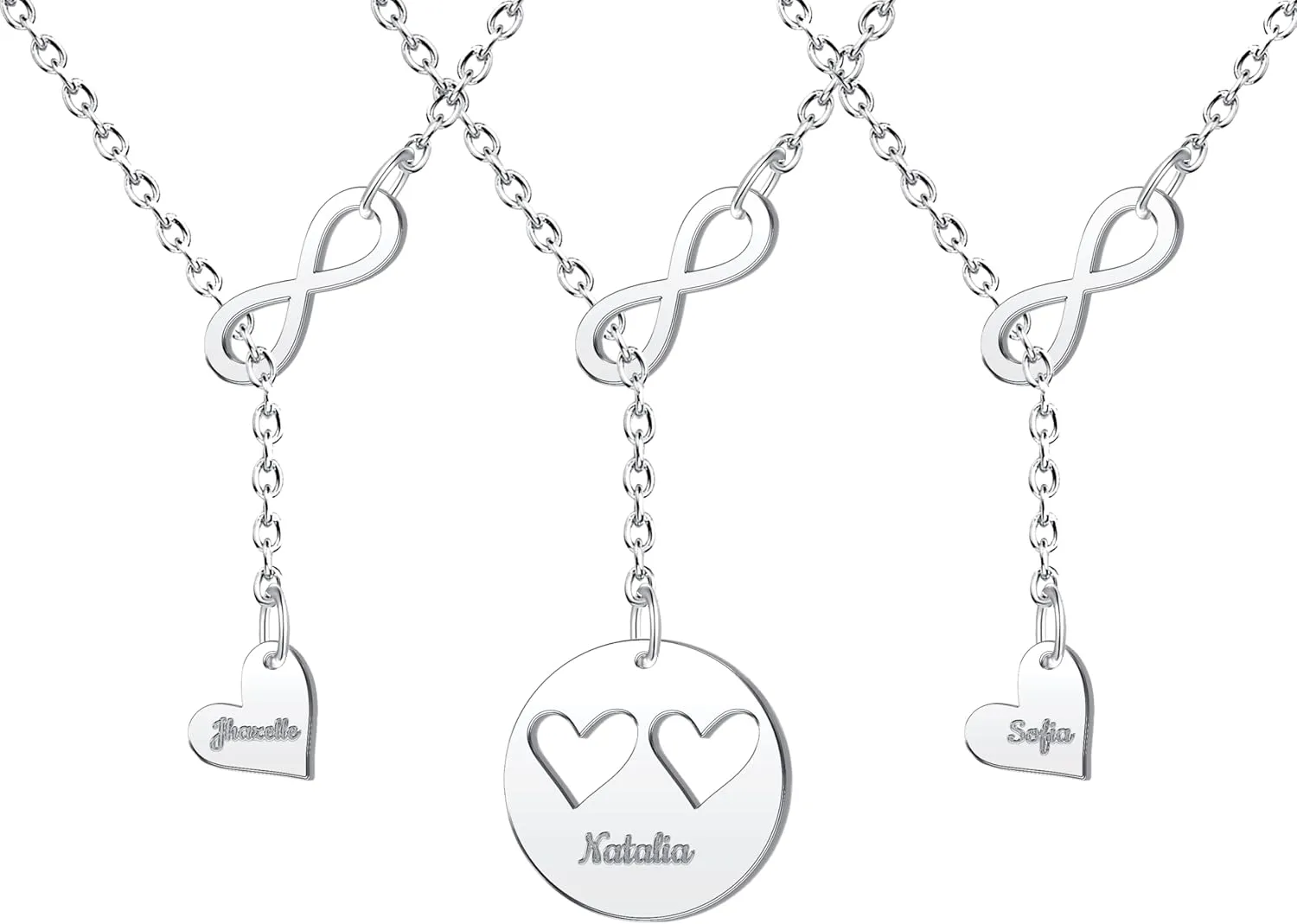 Mother Daughter Necklace Custom Name Necklace Gold Name Plated Heart Cutout Necklaces with Personalized Names