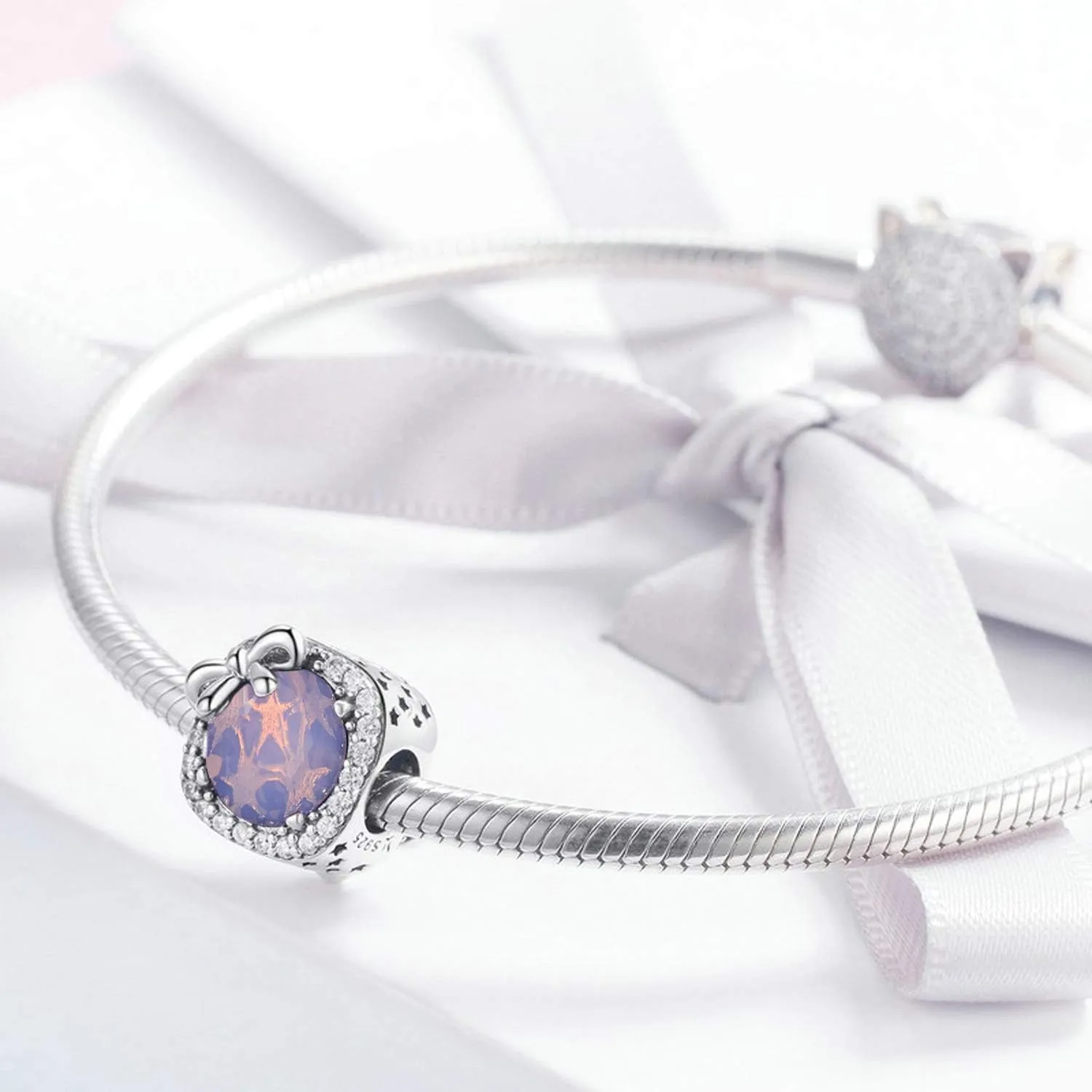 MUERDOU Birthstone Charm Fit for Charms Bracelet Bowknot Birthday Crystal Charms for Bracelet and Necklace