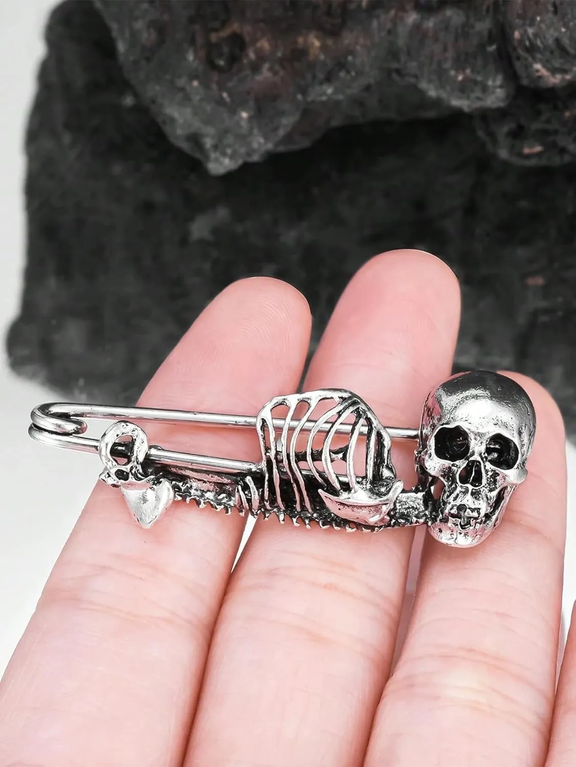 Mystical Skull Pin Brooch - Gothic Style Jewelry,Vintage Skull Lapel Brooch,Gothic Skull Enamel Pin Badge Brooch,Punk Vintage Skull Lapel Brooch