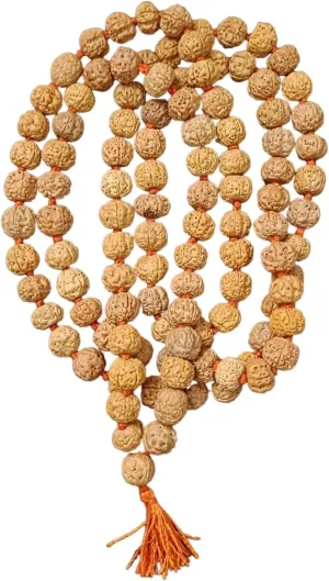NAISHA 10 MM Rudraksha Mala 108 1 Beads Necklace, Beads Natural Himalaya 5 face Panch Mukhi Rudraksha, Prayer Beads, Wrist Mala Wrap, Jaap Mala (1 Pack)