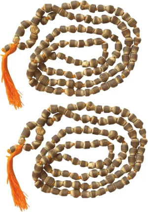 NAISHA (Pack of 2 Natural Tulsi Basil Japa Mala/Necklace Handmade Religious Japa/Meditation Mala/Seed Bead Natural Seed, Prayer Beads, Wrist Mala Wrap