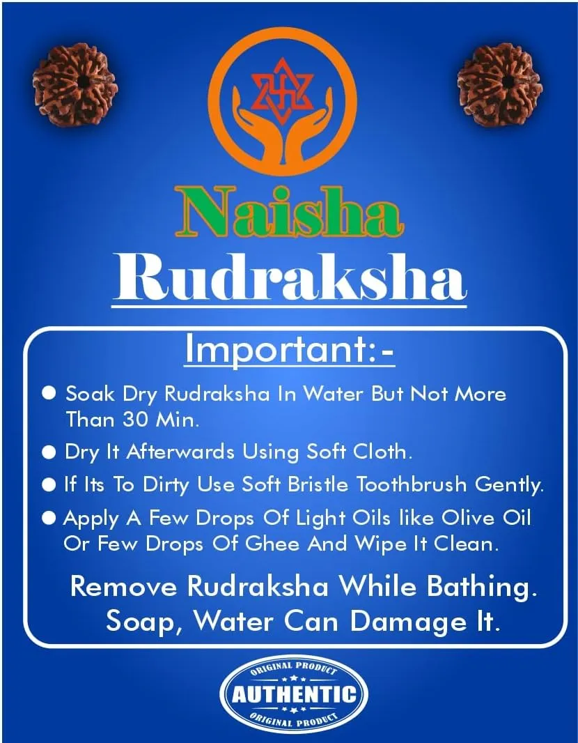 Naisha (Pack of 3) Rudraksha Stretchable Bracelet 2 Pc.& Rudraksha Mala 108 1 Beads Necklace 5 Mukhi Paanch mukhi 5 Prayer Beads, Wrist Mala Wrap, Jaap Mala, Bracelet Bead Size 7 mm