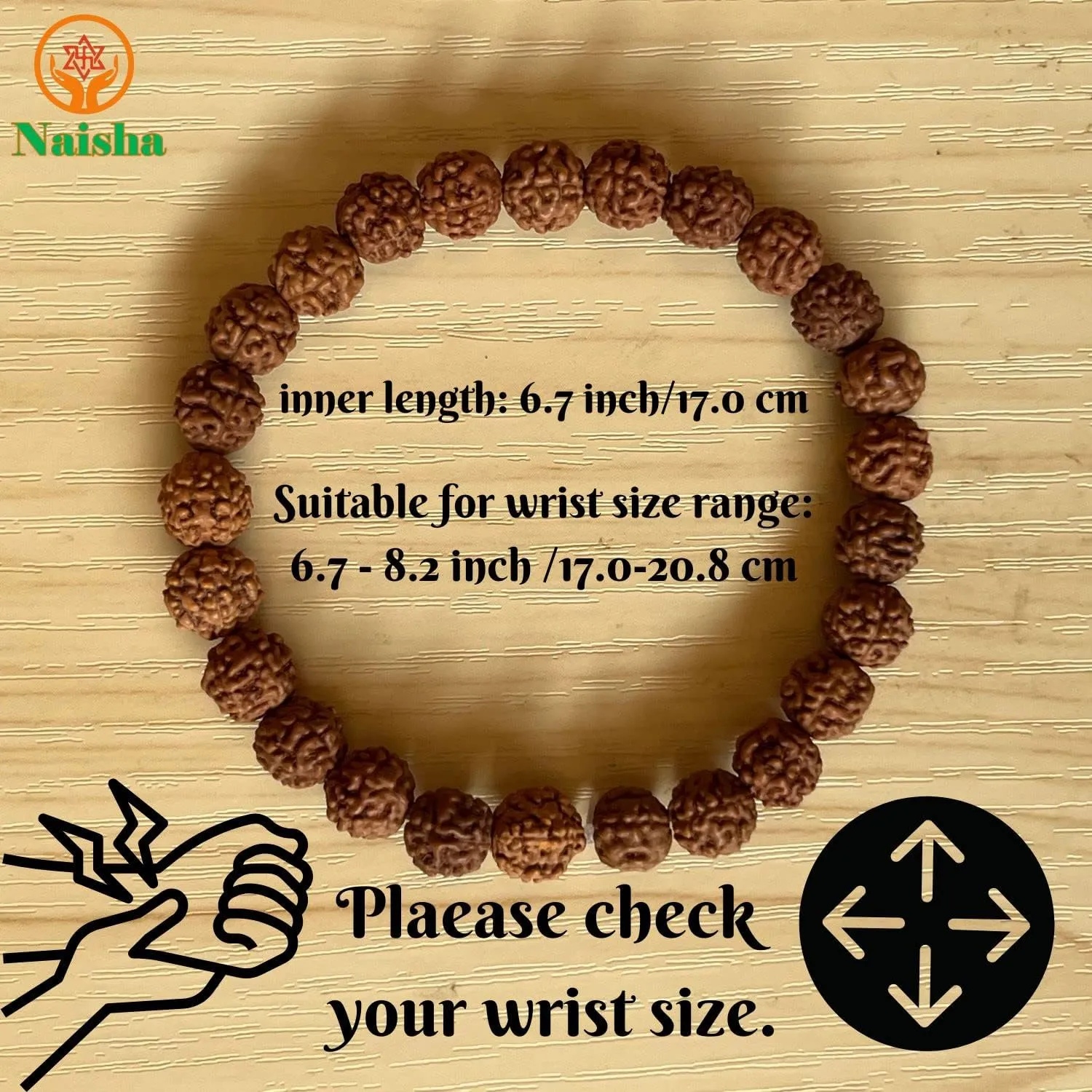 NAISHA Rudraksha & Crystal Sphatik Bead Bracelet, & Natural Himalaya Rudraksh Seed Bracelets