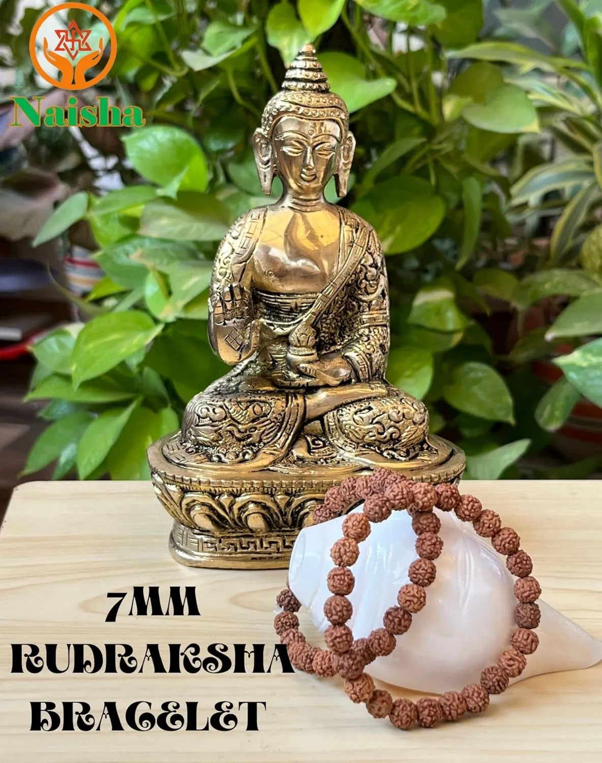 NAISHA Rudraksha & Crystal Sphatik Bead Bracelet, & Natural Himalaya Rudraksh Seed Bracelets