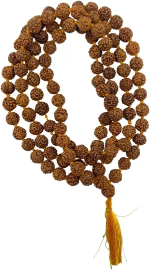 NAISHA Rudraksha Mala 108 1 Beads Necklace, Seed Bead Natural Himalaya 5 face Panch Mukhi Rudraksha Seed, Prayer Beads, Wrist Mala Wrap, Jaap Mala, Bracelet Bead Size 7 mm (1 Pack)